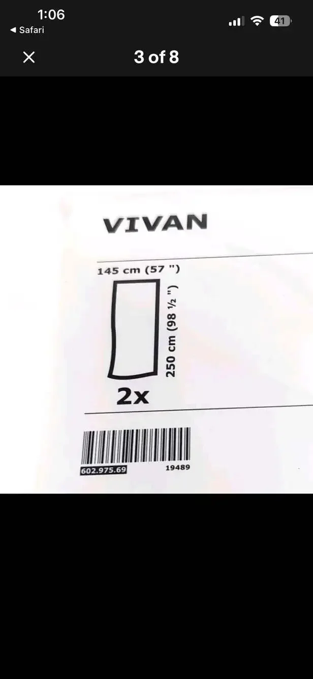 IKEA VIVAN Pair of Black Curtains 57x98